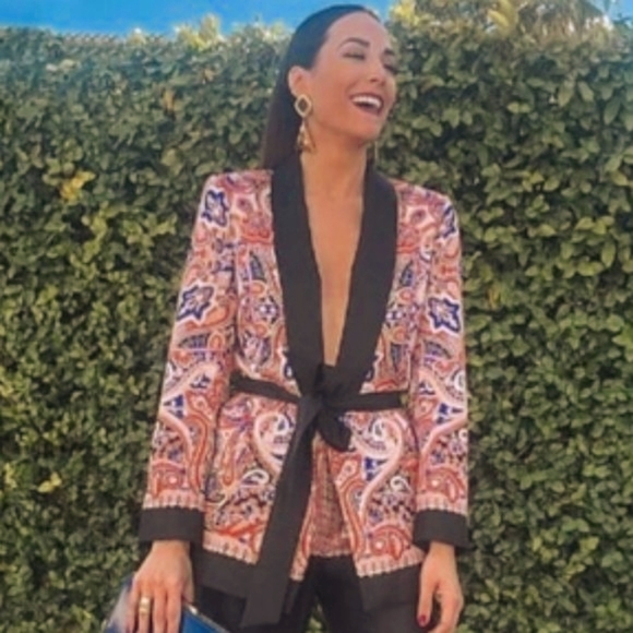 Zara Flowing Paisley Print Blazer M - Picture 2 of 16